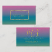 Minimalistische dubbele velg goud folie gradiënt r visitekaartje (Voorkant / Achterkant)