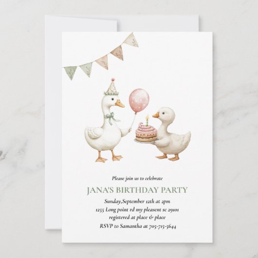 Minimalistische Duck verjaardagsuitnodiging | neut Kaart (Voorkant)