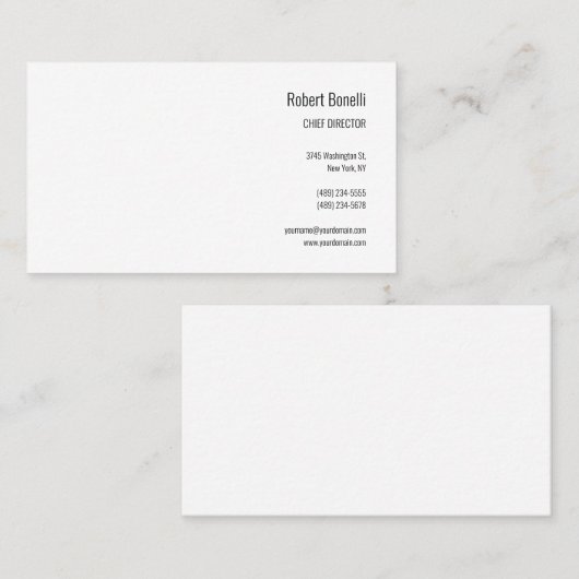 Minimalistische Duidelijke Witte Moderne Standaard Visitekaartje (Voorkant / Achterkant)
