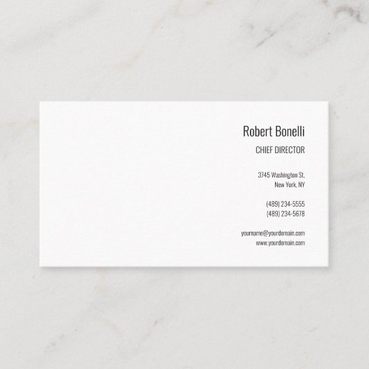 Minimalistische Duidelijke Witte Moderne Standaard Visitekaartje (Voorkant)