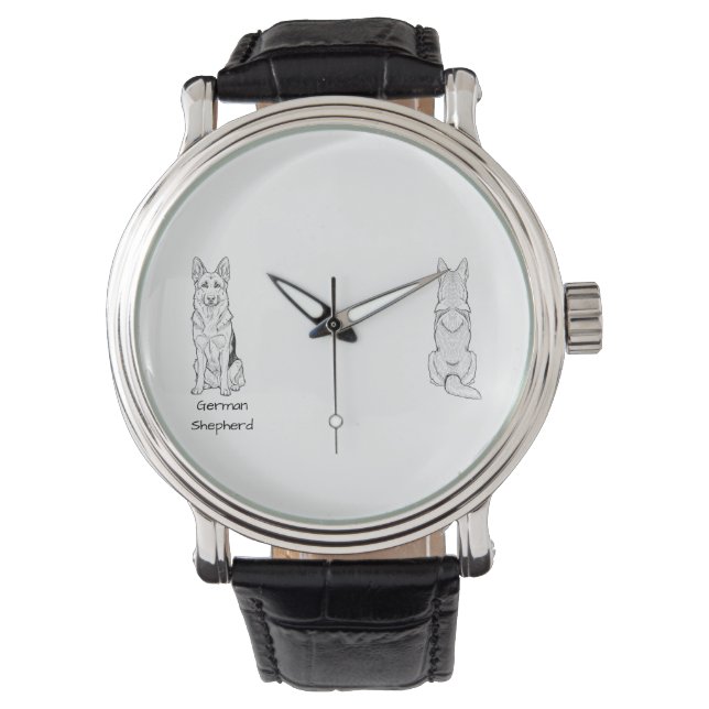 Minimalistische Duitse Herdershond Lijnkunst  Horloge (Voorkant)