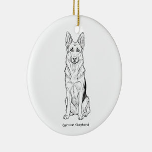 Minimalistische Duitse Herdershond Lijntekening Keramisch Ornament