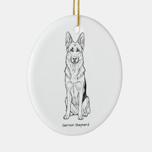 Minimalistische Duitse Herdershond Lijntekening Keramisch Ornament (Rechts)