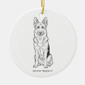 Minimalistische Duitse Herdershond Lijntekening Keramisch Ornament (Voorkant)
