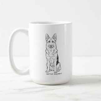 Minimalistische Duitse Herdershond Lijntekening  Koffiemok