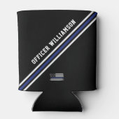 Minimalistische dunne blauwe lijn politieagent op blikjeskoeler (Achterkant)