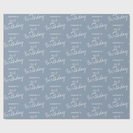 Minimalistische Dusty Blue 21e verjaardag Cadeaupapier (Vlak)