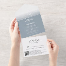 Minimalistische Dusty Blue 2 foto QR Code RSVP bru