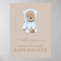 Minimalistische Dusty Blue Bearly Wait Baby shower