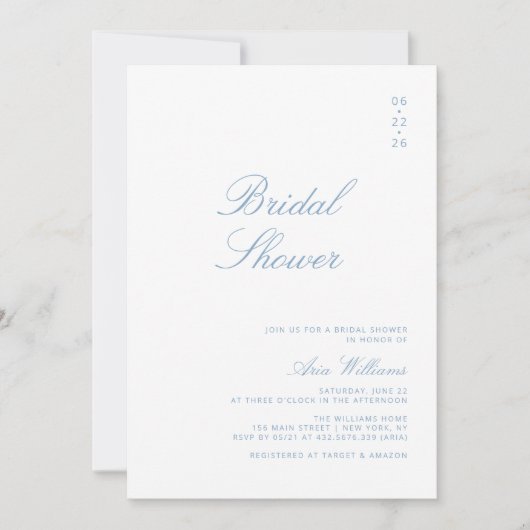 Minimalistische Dusty Blue Calligraphy Vrijgezelle Kaart (Voorkant)