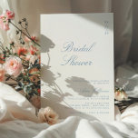 Minimalistische Dusty Blue Calligraphy Vrijgezelle Kaart<br><div class="desc">Elegante kalligrafie stoffig blauw script moderne bruids douche uitnodiging.</div>