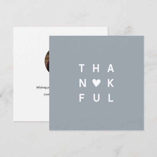 Minimalistische Dusty Blue Foto Thanksgiving Vakan Feestdagenkaart (Voorkant / Achterkant)