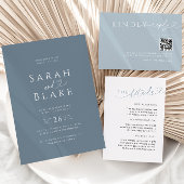 Minimalistische Dusty Blue Heart Wedding Uitnodigi Kaart