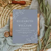 Minimalistische Dusty Blue Line Art Botanische bru Kaart