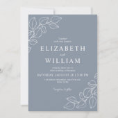 Minimalistische Dusty Blue Line Art Botanische bru Kaart (Voorkant)