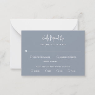 Minimalistische Dusty Blue Modern Mini Wedding RSV Notitiekaartje