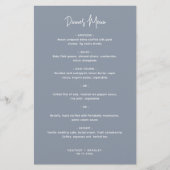 Minimalistische Dusty Blue Modern Wedding Menu (Voorkant)