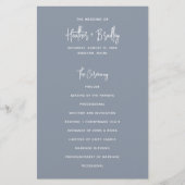 Minimalistische Dusty Blue Modern Wedding Program (Voorkant)