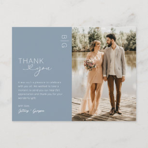 Minimalistische Dusty Blue Photo Weddenschap Harte Briefkaart