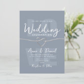 Minimalistische Dusty Blue Silver Wedding Kaart (Staand voorkant)