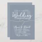 Minimalistische Dusty Blue Silver Wedding Kaart (Voorkant / Achterkant)