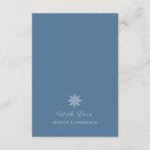 Minimalistische Dusty Blue Silver Winter Wedding D Informatiekaartje (Achterkant)