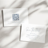 Minimalistische Dusty Blue Text QR Code Wedding Save The Date