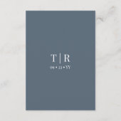 Minimalistische Dusty Blue Wedding Details Informatiekaartje (Achterkant)