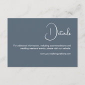 Minimalistische Dusty Blue Wedding Details Informatiekaartje (Voorkant)