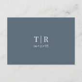 Minimalistische Dusty Blue Wedding Details Informatiekaartje (Achterkant)