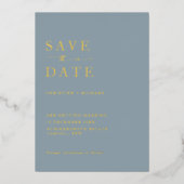Minimalistische Dusty Blue Wedding Save the Date Folie Uitnodiging (Voorkant)