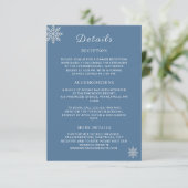 Minimalistische Dusty Blue White Winter Wedding De Informatiekaartje (Staand voorkant)