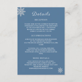 Minimalistische Dusty Blue White Winter Wedding De Informatiekaartje