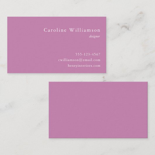 Minimalistische Dusty Lavender Elegant Professiona Visitekaartje (Voorkant / Achterkant)