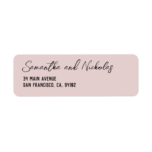 Minimalistische Dusty Pink Calligraphy Script Retu Etiket (Voorkant)