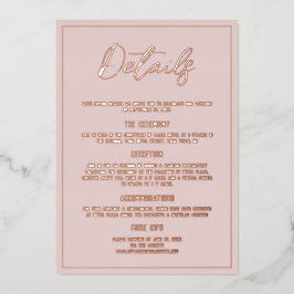 Minimalistische Dusty Pink Details Echt Gouden Huw Folie Uitnodiging