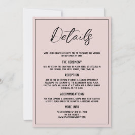 Minimalistische Dusty Pink Details Huwelijksuitnod Kaart