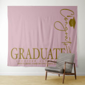Minimalistische Dusty Pink & Gold Congrats Afstude Wandkleed (In Situ (horizontaal))