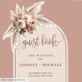 Minimalistische Dusty Pink Pampas Floral Wedding B Gastenboek