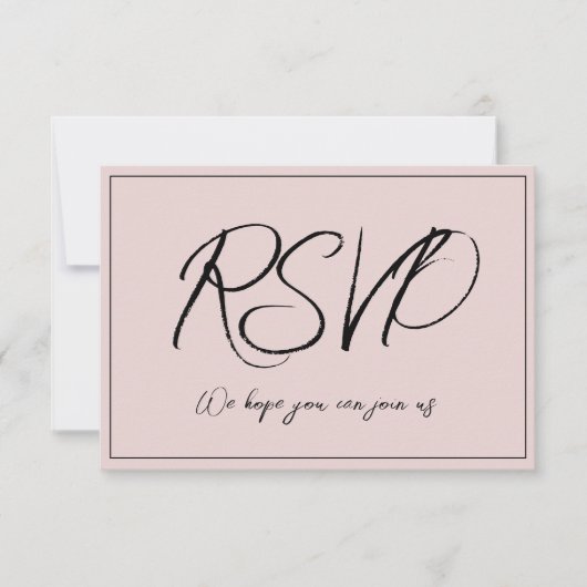 Minimalistische Dusty Pink RSVP-uitnodiging RSVP Kaartje (Voorkant)