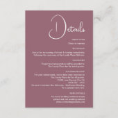 Minimalistische Dusty Pink Wedding Details Informatiekaartje (Voorkant)