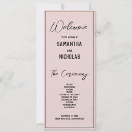 Minimalistische Dusty Pink Wedding Programma