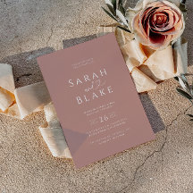 Minimalistische Dusty Roos Heart Wedding Invitatio