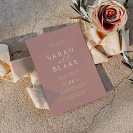 Minimalistische Dusty Roos Heart Wedding Invitatio Kaart