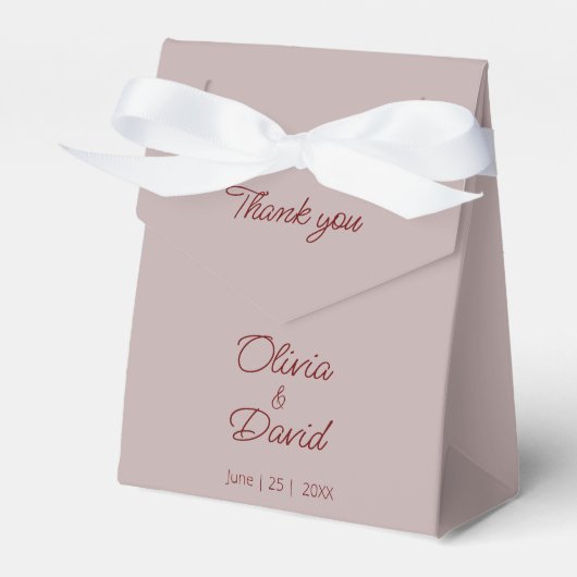 Minimalistische Dusty Roos Wedding Bedankdoosjes (Voorkant Zijde)