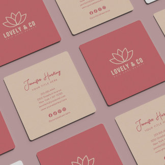 Minimalistische Dusty Rose Cream Schoonheidskaart Vierkante Visitekaartje