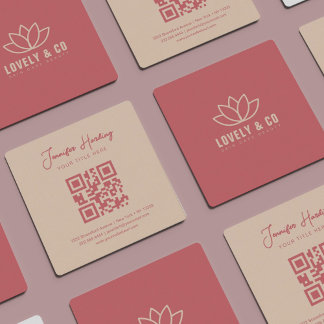 Minimalistische Dusty Rose Crème Schoonheid QR Cod Vierkante Visitekaartje