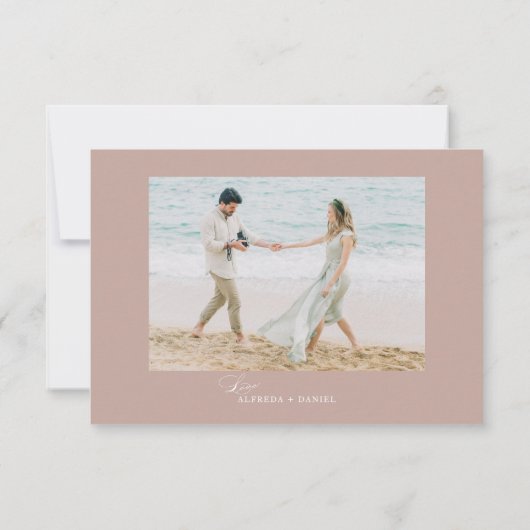 Minimalistische Dusty Rose QR Code Trouwwebsite RSVP Kaartje (Achterkant)