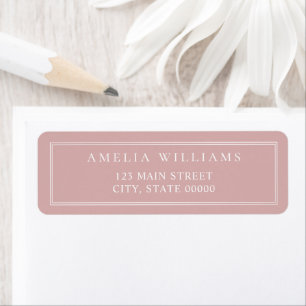 Minimalistische Dusty Rose Twee Rand Retouradres Etiket