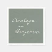 Minimalistische Dusty Sage Green Script Weddenscha Servet (Voorkant)